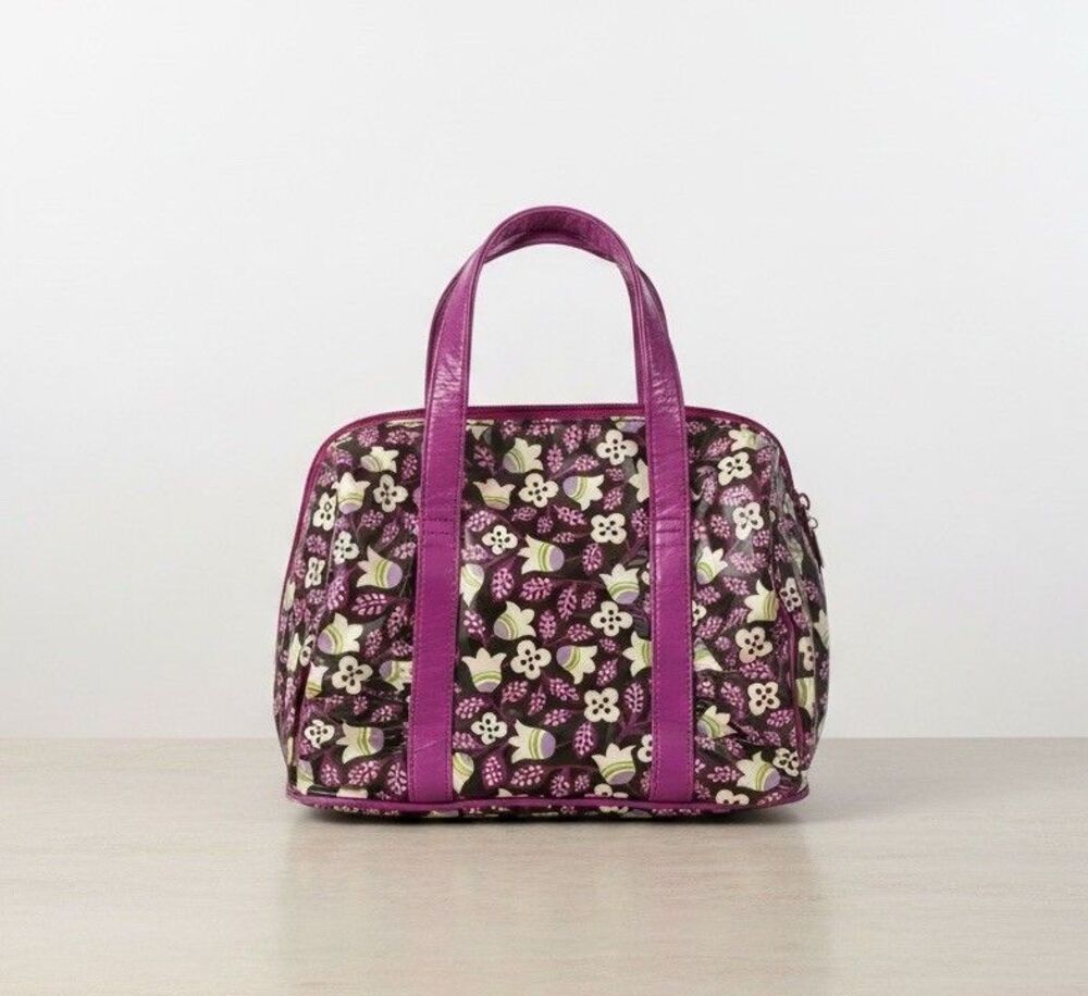 Vera Bradley Plum Petals Frill VIP Lunch Bag Double Handles Coated Exterior EUC